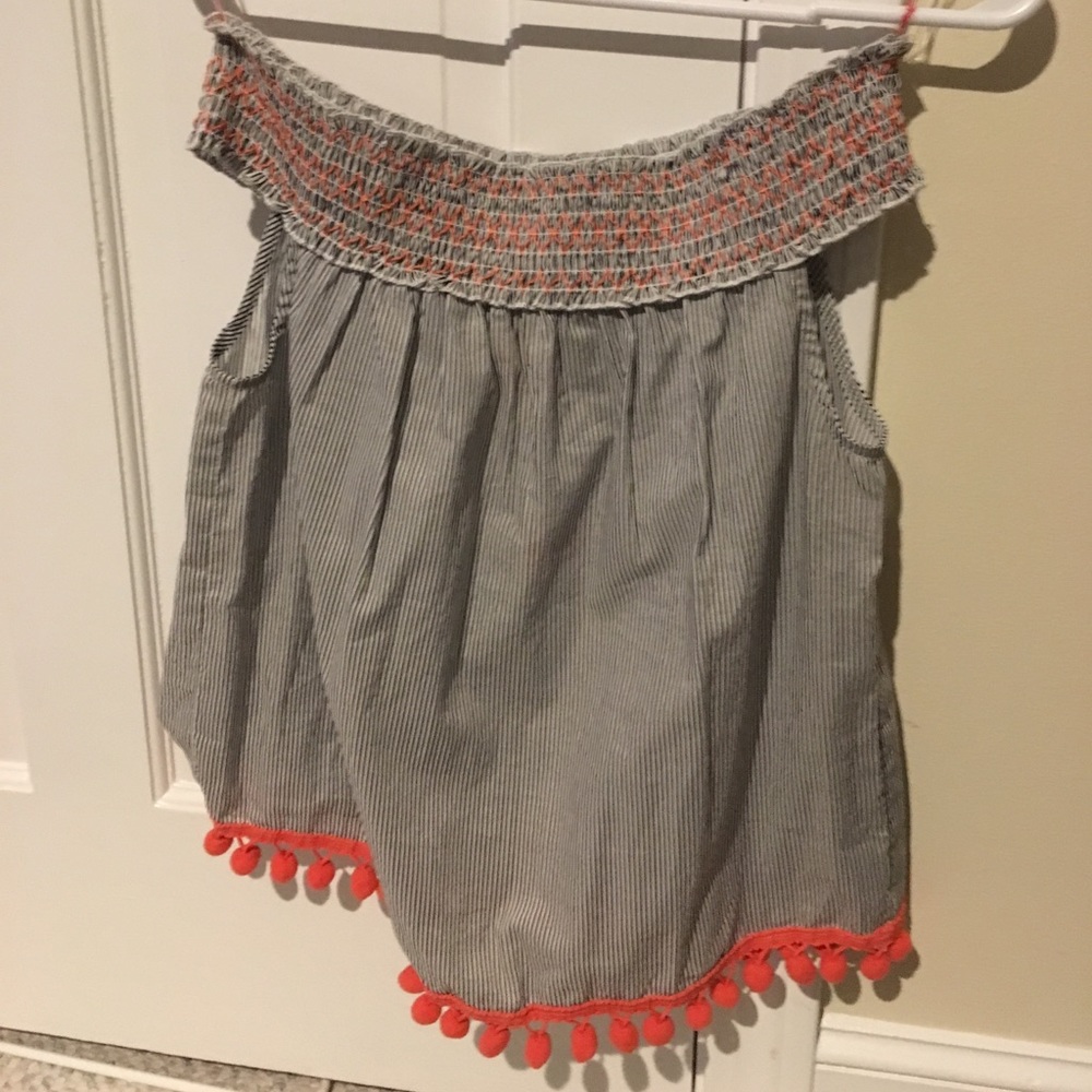 White and black stripped off the shoulder shirt